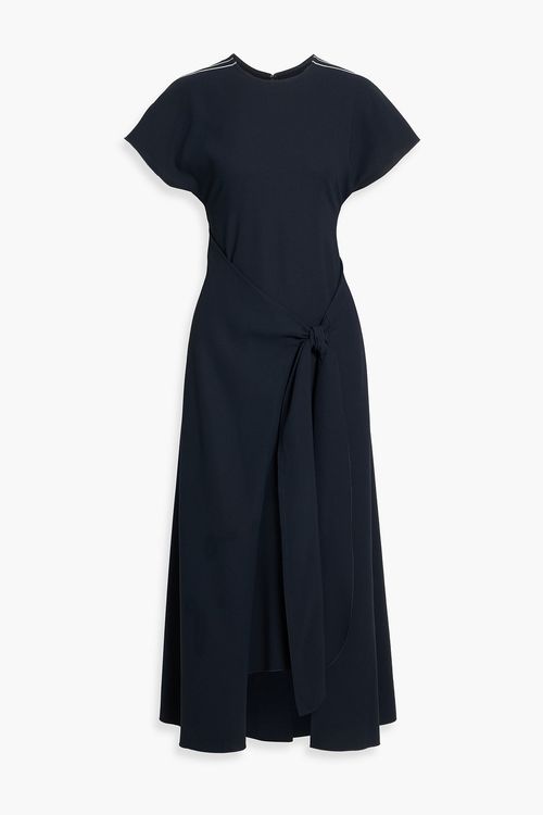 Bow-detailed crepe midi dress - Blue - UK 10