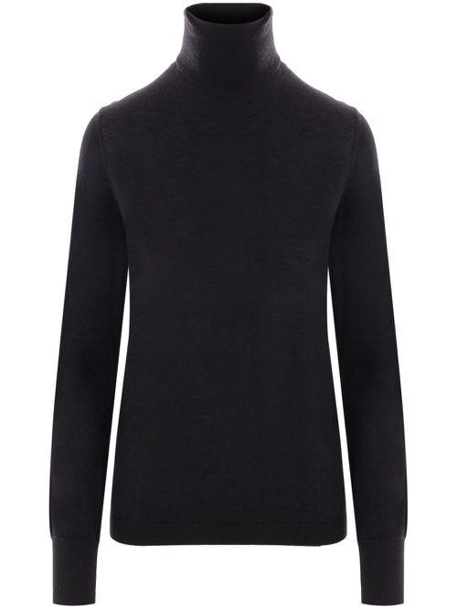 Roll neck knit t-shirt - Black
