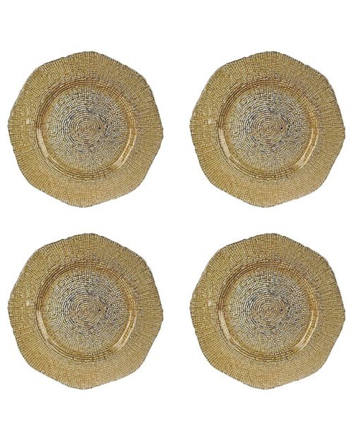 Set of 4 Citrine Glass Chargers