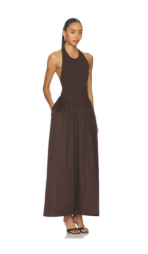 ROAME. Cody Rib Maxi Dress in Chocolate. XS. Also in S, M