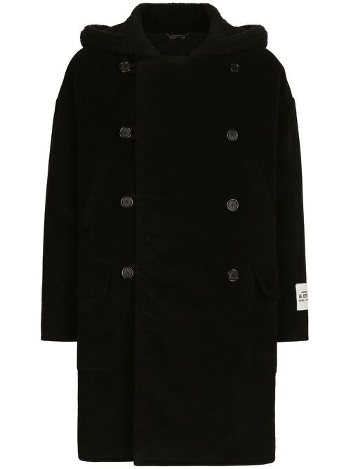 Double-breasted cotton coat - Black