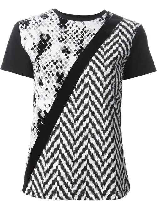 Mixed print T-shirt - Black