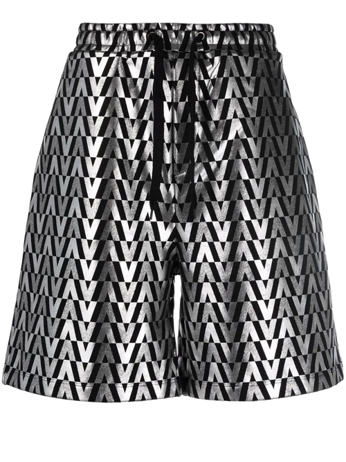 Monogram High-Shine Shorts — Black
