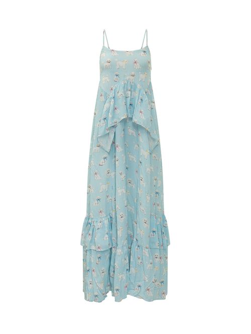 Artistic Long Dress with Dog Print