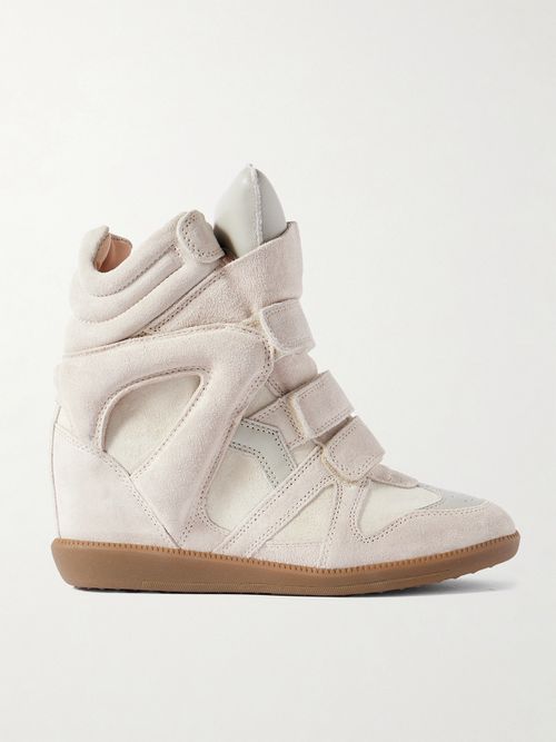 Bekett Leather-trimmed Suede High-top Wedge Sneakers - Neutral
