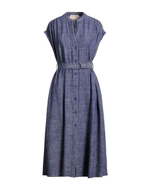 Woman Midi dress Blue Size 10 Polyester, Viscose, Linen