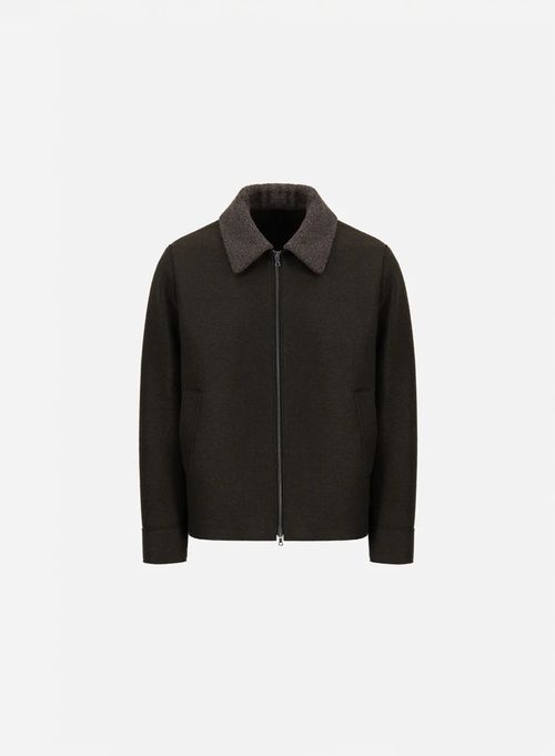 Harris Wharf Pressed Wool and Boucle Jacket — Brown