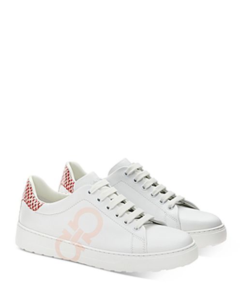 Women's Gancini Logo & Python Lace Up Low Top Sneakers