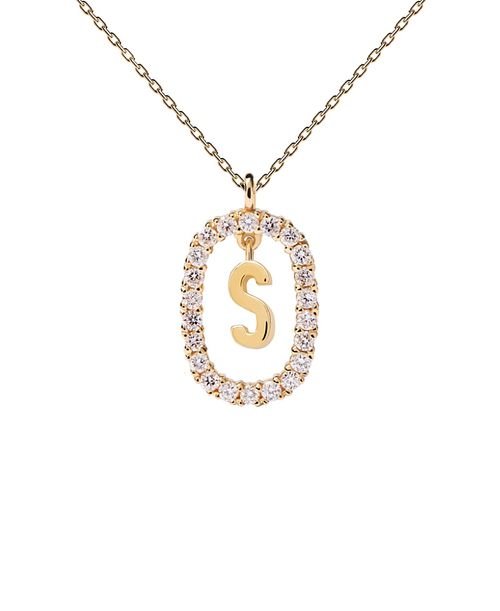 Women's Diamonds and Gold Letter Necklace