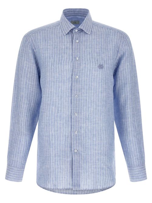 Striped Linen Shirt — Blue