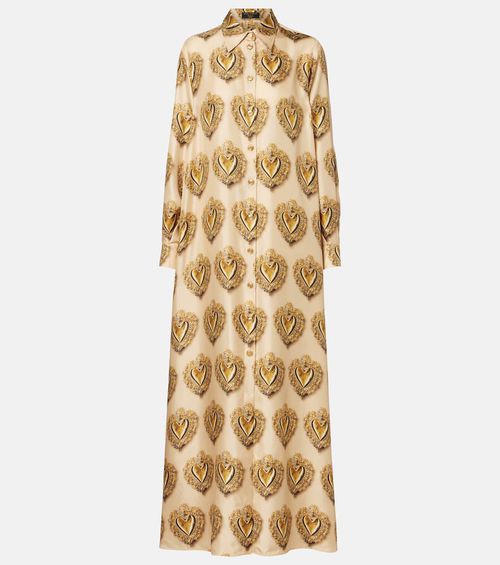 Printed silk shirt dress