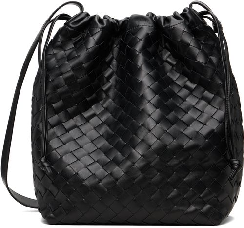 Black Intrecciato Biblioteca Bucket Tote