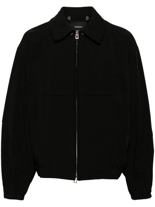 Spread-collar zip-up jacket - Black