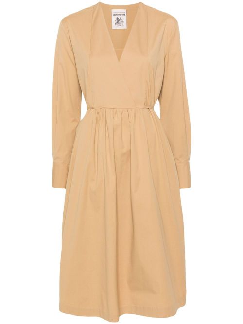 Sofia A-line poplin midi dress - Neutrals