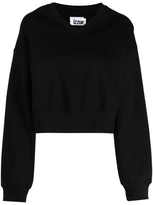 Rhinestone-embellished jersey sweatshirt - Black