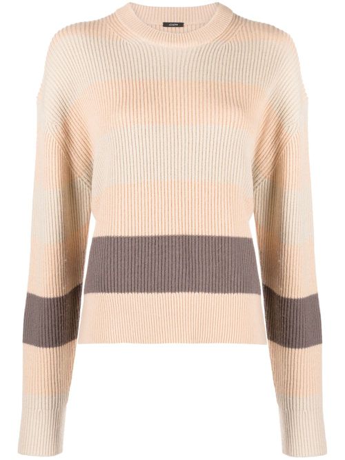 Striped ribbed-knit jumper - Neutrals
