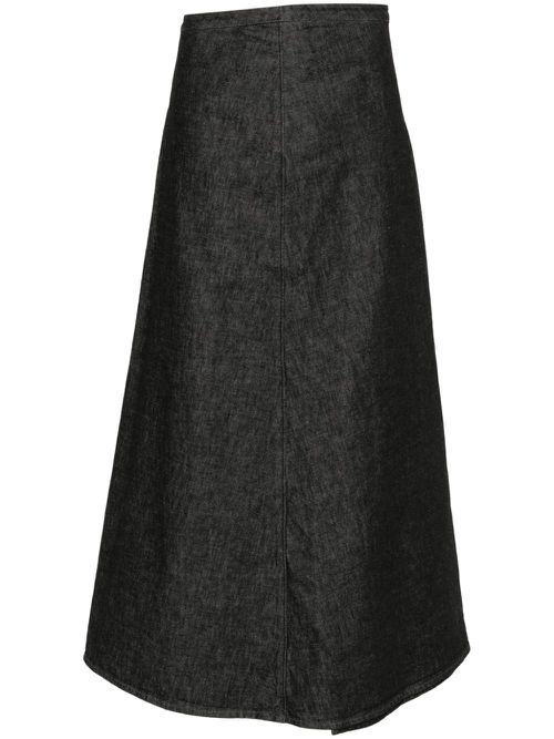 Pleat-detail A-line skirt - Black