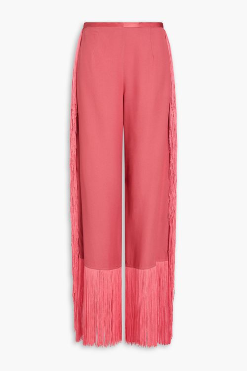 Fringed crepe straight-leg pants - Pink - IT 44