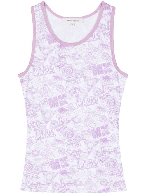 Logo-print cotton tank top - Purple