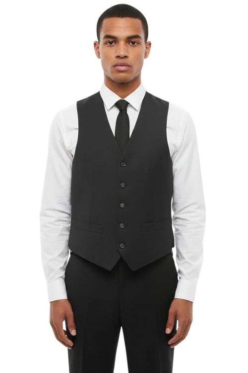Charcoal Grey Solid Waistcoat