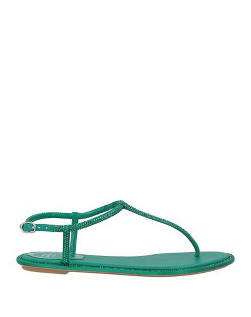 Rene' Caovilla Woman Thong sandal Emerald green Size 6 Textile fibers