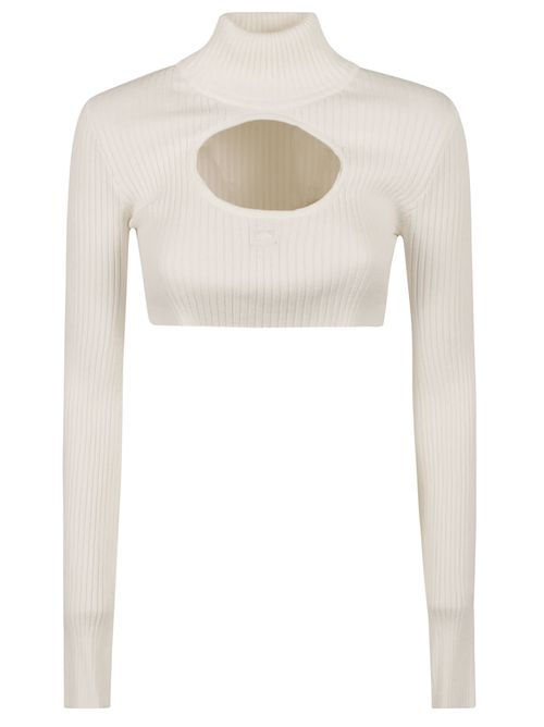 Cut-out Detail Turtleneck Cropped Sweater