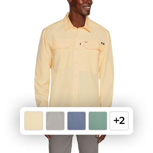 Men's Long Sleeve Woven Tech Shirt Yellow