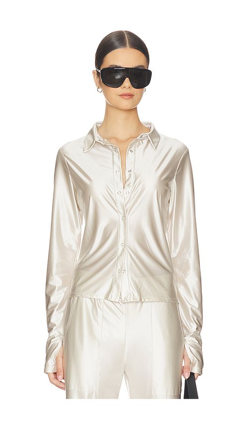 Heroine Sport Thea Shirt in Metallic Silver. M. Also in