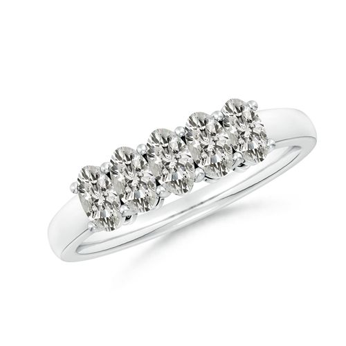 Angara 1.05 Carats Prong-Set Oval Diamond Five Stone Wedding Ring in Platinum