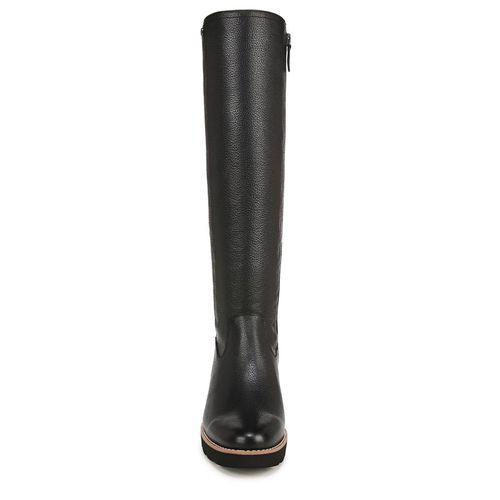 Women's Ashland Knee High Wide Calf Wedge Boots (Black Leather)
