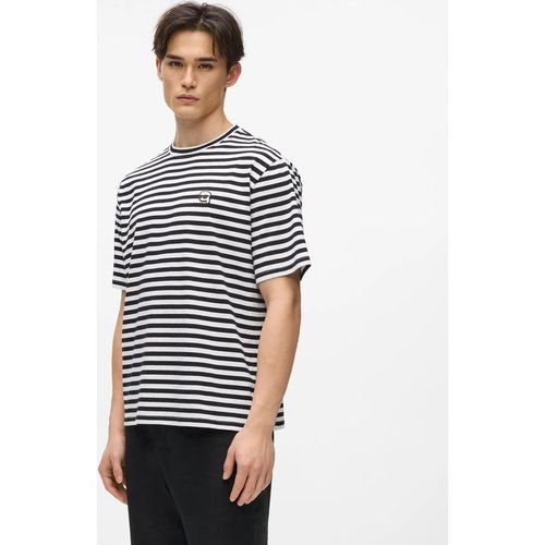 Karl Lagerfeld - Ikon Legeres Streifen-t-shirt, Herren, Weiss/schwarz, Größe