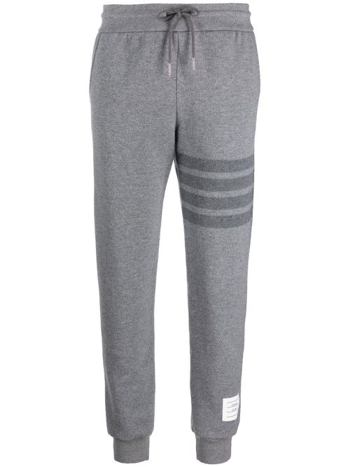 Knitted side-stripe track pants - Grey
