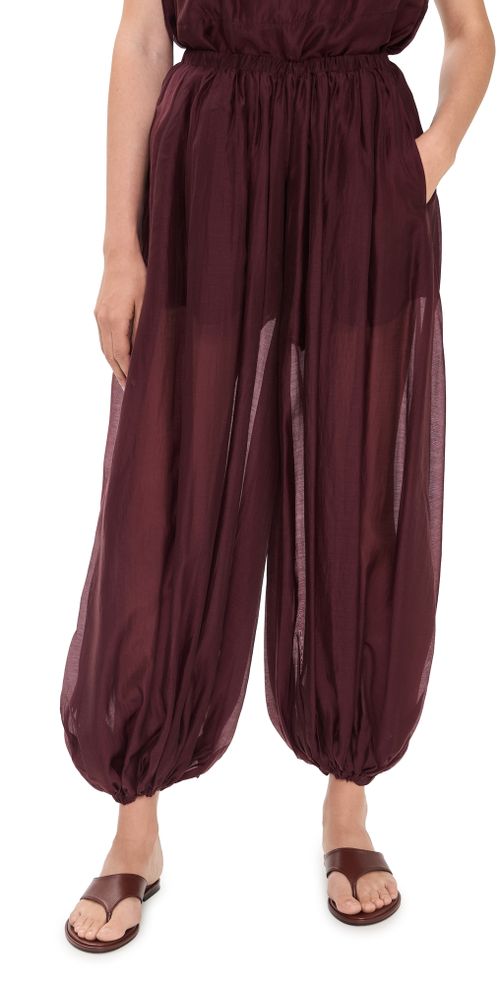Elastic Waist Oversized Balloon Pants Sangria