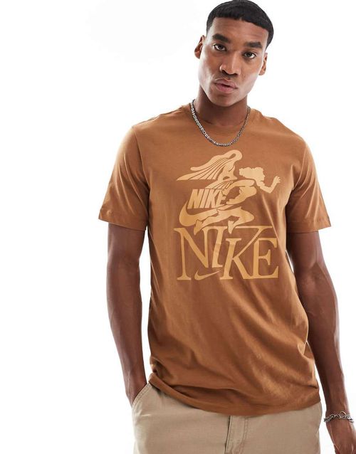 Club Goddess graphic t-shirt in tan-Brown