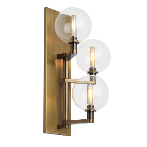 Tech Gambit 18" Wall Sconce in Aged Brass and Clear - 700WSGMBTCR