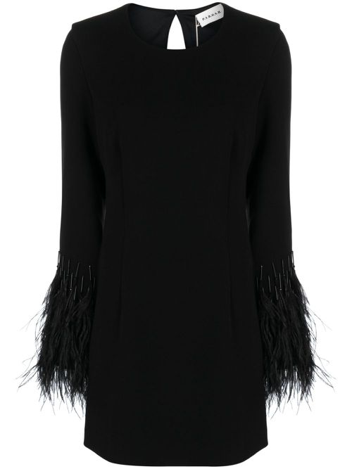 Feather-detail cut-out minidress - Black