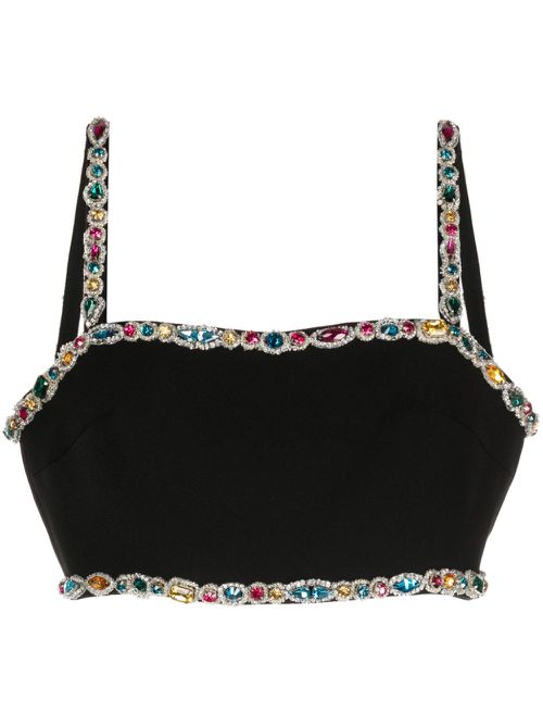 Crystal-embellished cady bra top - Black