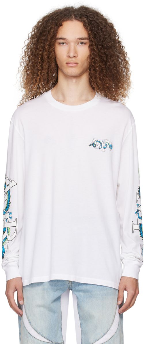 AMIRI White CNY Dragon Long Sleeve T-Shirt