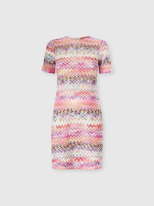 Missoni - Short short-sleeve dress, Women, Pink & Multicoloured