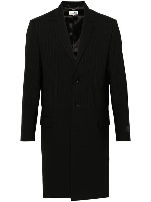Panelled single-breasted coat - Black