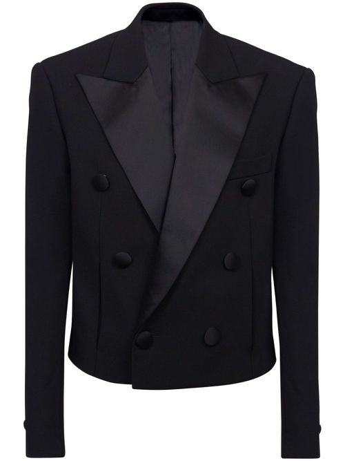 Satin-lapel crepe blazer - Black