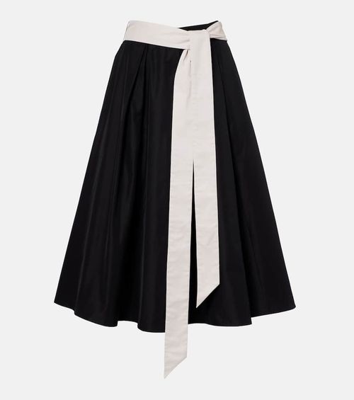 Baschi pleated cotton-blend midi skirt