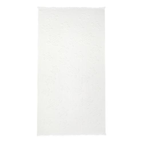 Beach Towel In Organic Cotton Turtles Jacquard - Towel - Santah - White