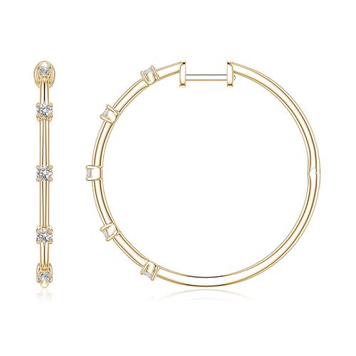 Angara 0.35 CTW Round Diamond Five-Stone Station Hoop Earrings in 14K Yellow Gold