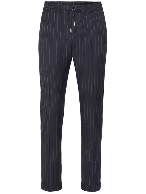Pinstriped wool trousers - Blue