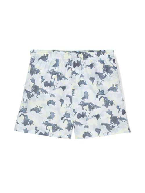 World map-print swim shorts - Blue
