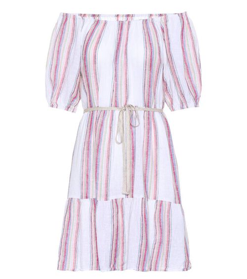 Cinthia striped linen-blend minidress
