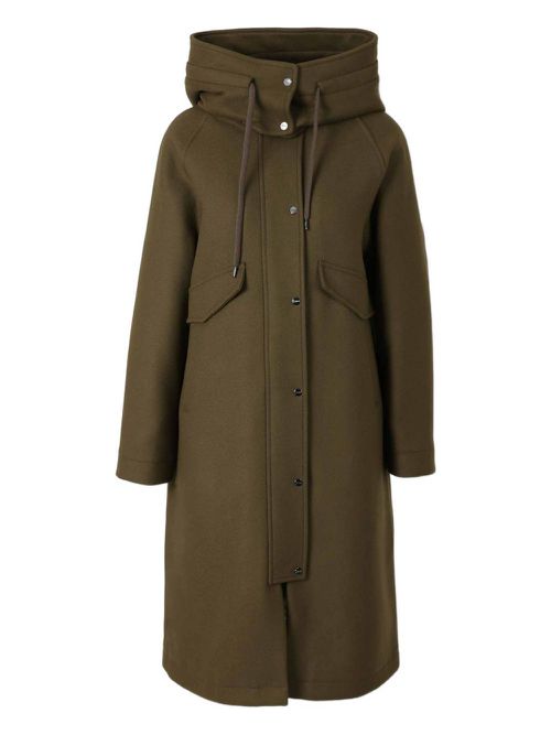 Hooded drawstring coat - Green