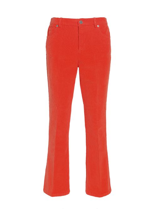 Orange Velvet cropped flared trousers