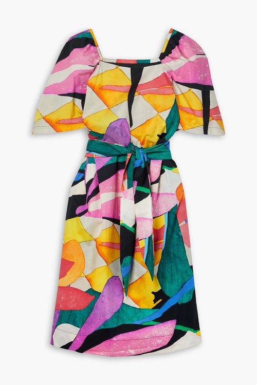Mara Hoffman - Sara belted printed cotton-poplin midi dress - Multicolor - XS